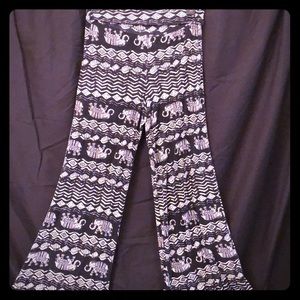 Black & White Elephant Palazzo Pants